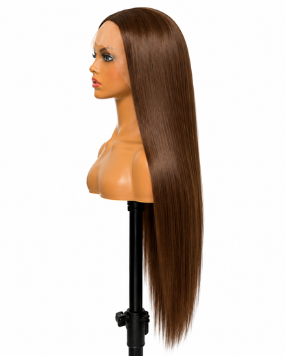 Crowned Mocha | 28" Long Straight Brown Lace Front Wig
