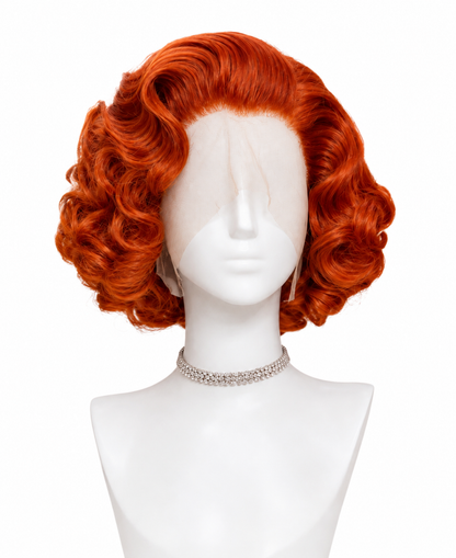Sabrina | 12" Copper Vintage Curly Bob Lace Front Wig
