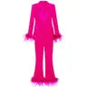 Ostrich Feather Blazer & Pants Set