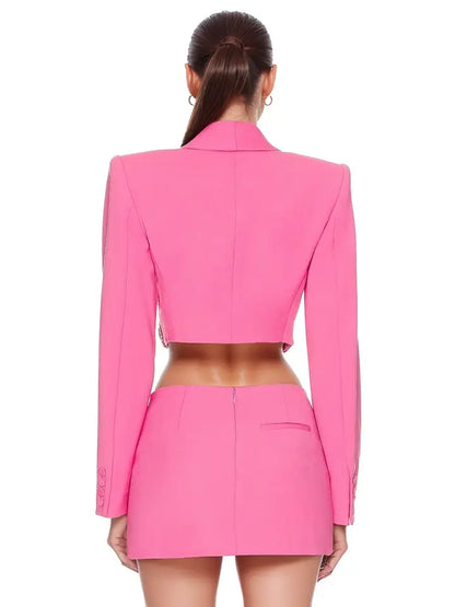 Diamond Butterfly Beaded Two-Piece Skirt Suit