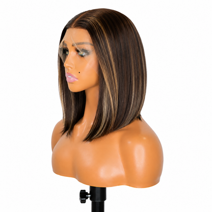 Caramel Swirl | Chocolate Highlight Lace Front Bob Wig