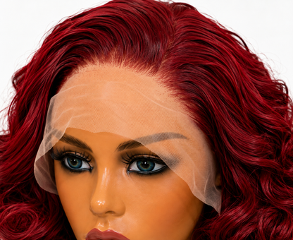 Camille | 12" Burgundy Curly Bob Lace Front Wig