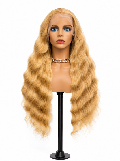 Elara | 28" Golden Blonde Long Water Wave Lace Front Wig
