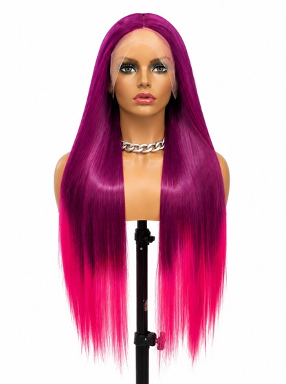 Berry Blast | 30" Long Straight Ombre Lace Front Wig