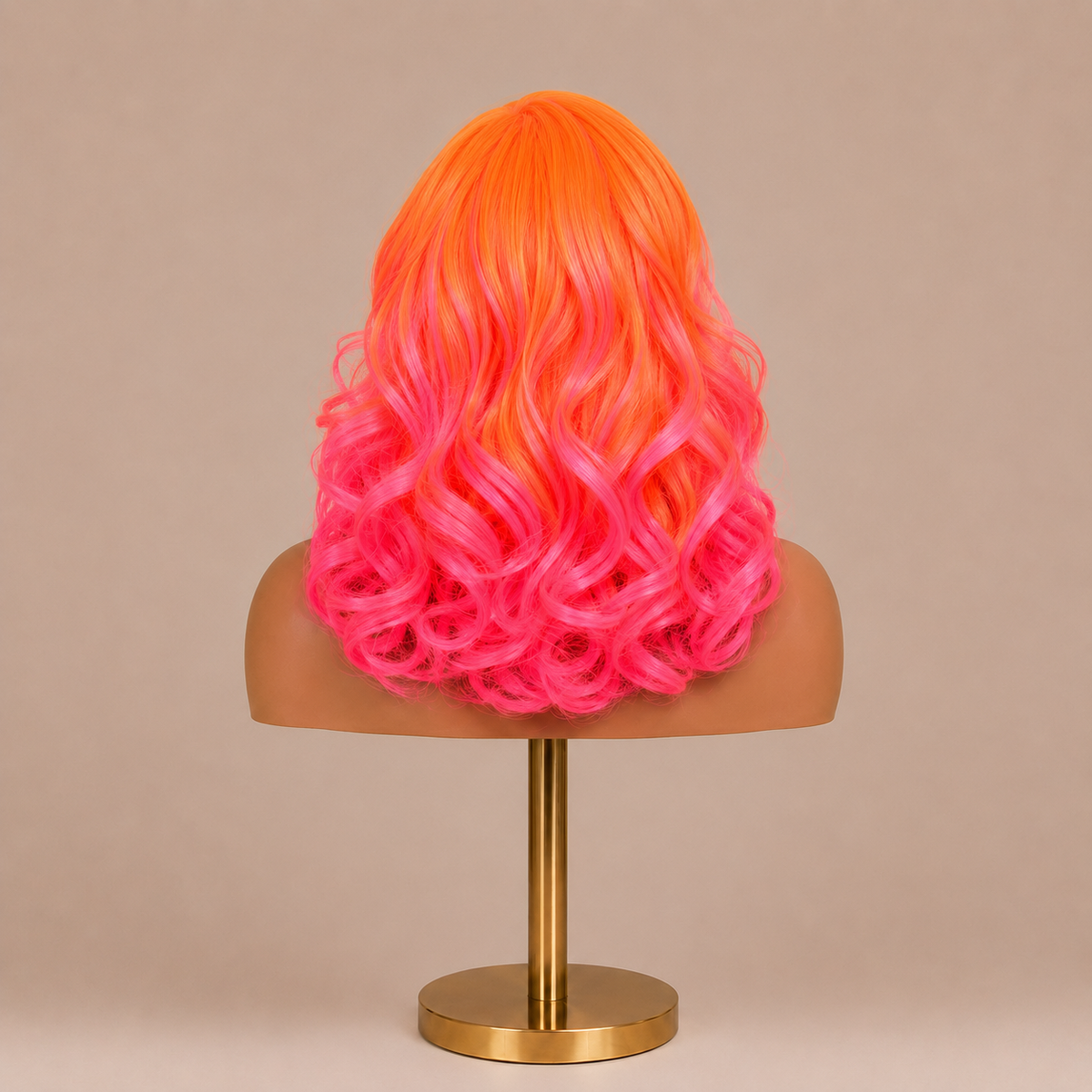 Firecracker | 16" Neon Orange & Pink Curly Lace Front Wig