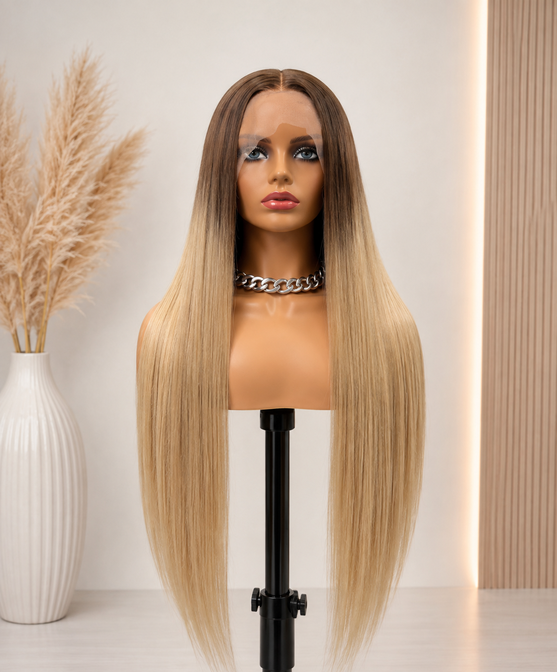 Aurora | Long Straight Blonde Ombre Lace Front Wig