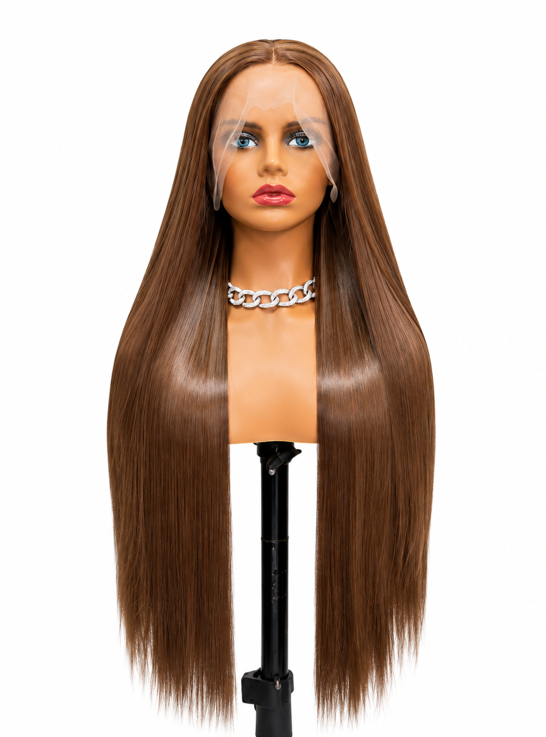 Crowned Mocha | 28" Long Straight Brown Lace Front Wig
