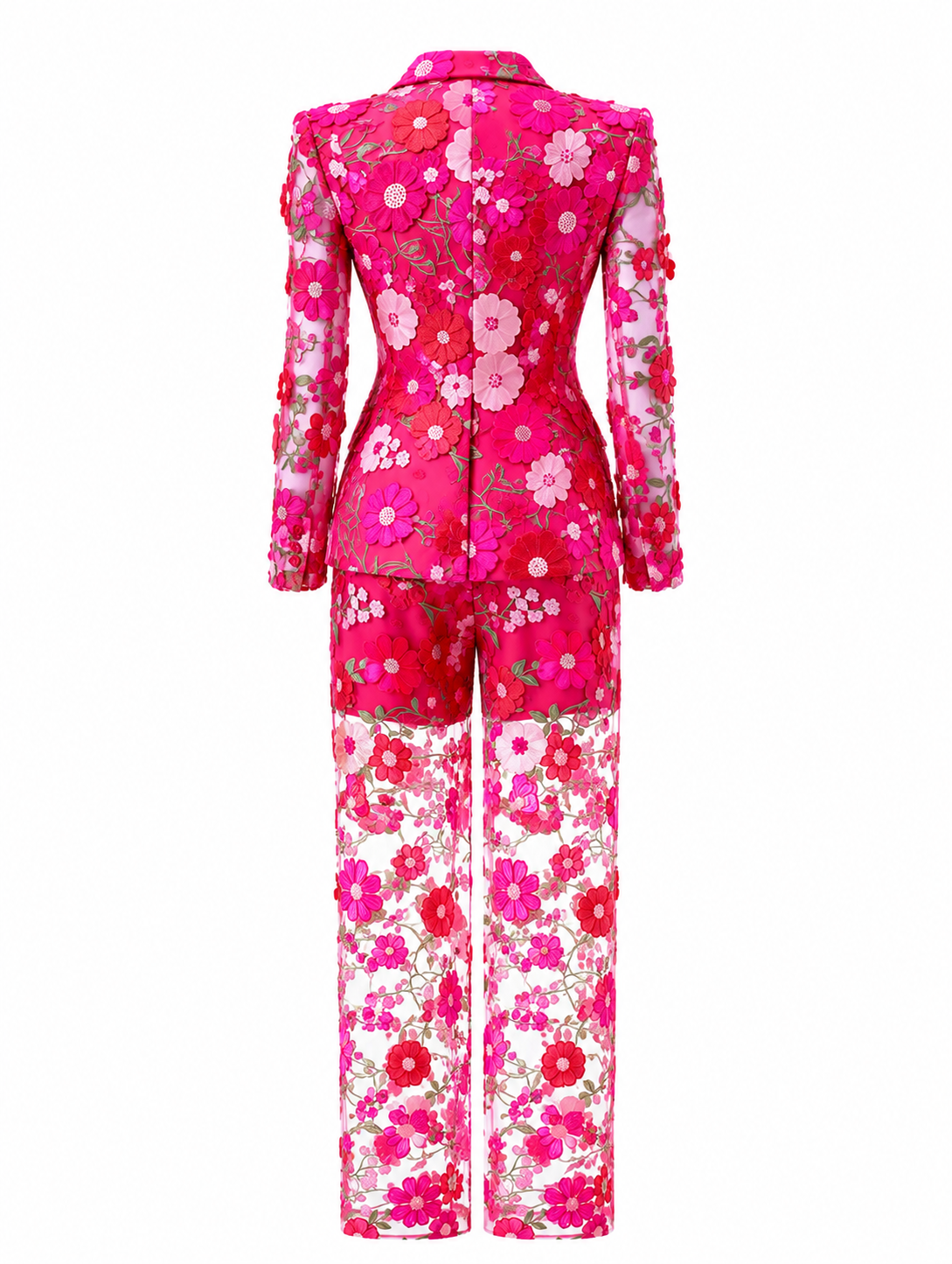 Blonde Bloom | Pink Floral Sheer Power Suit