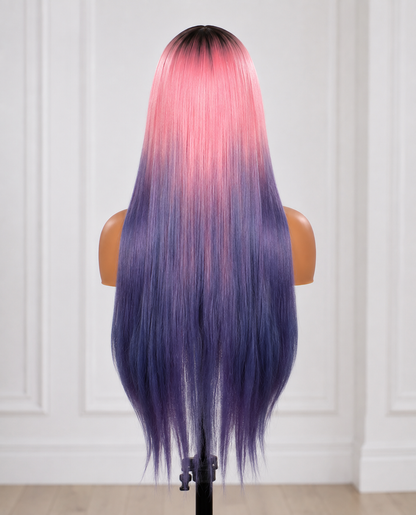 Cotton Candy Dream | 30" Long Straight Ombre Lace Front Wig
