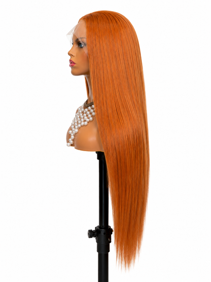 Sienna | 28" Long Straight Copper Ginger Lace Front Wig